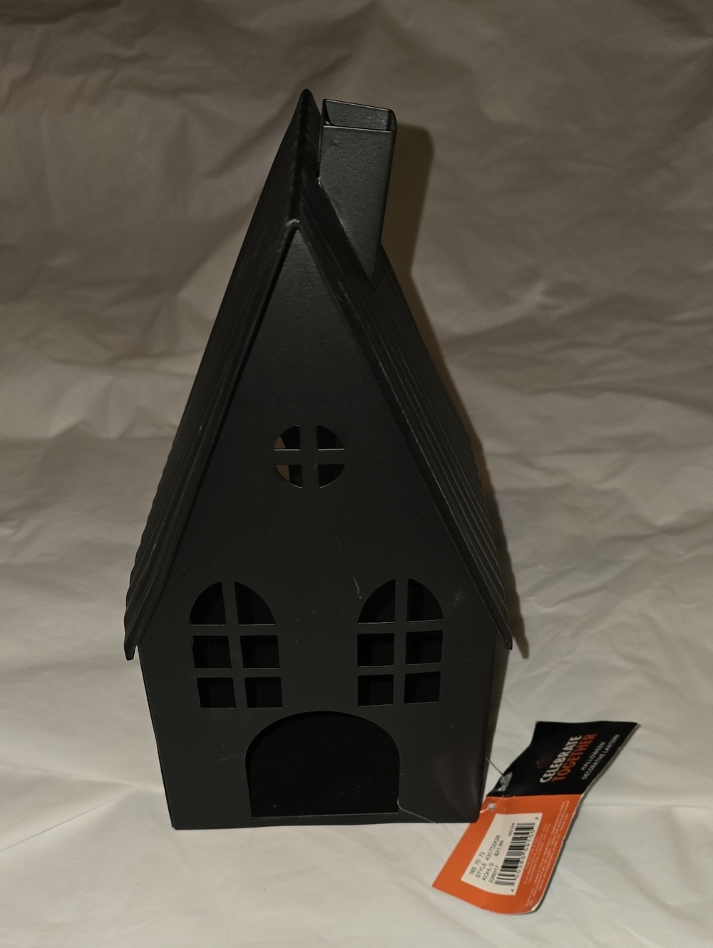 Tall Halloween Decorative Metal House Lantern in Black